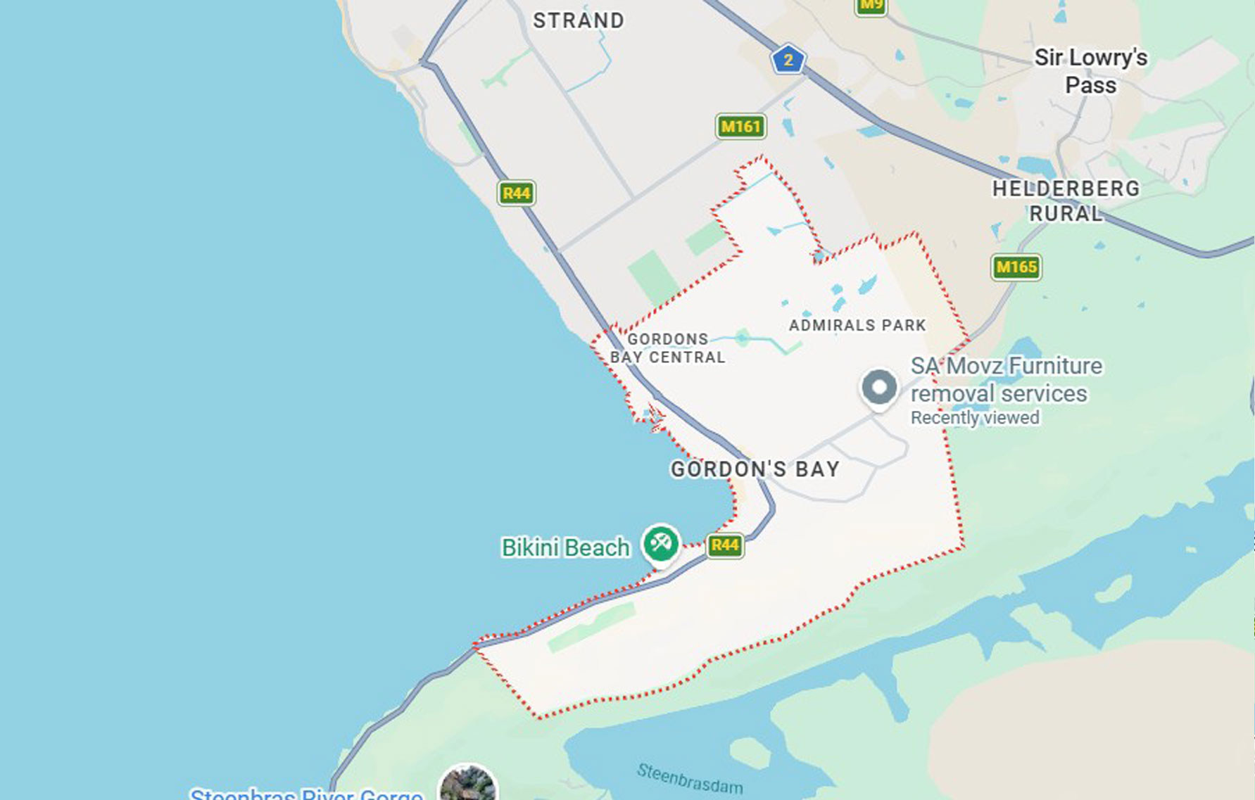 Gordon's Bay map SA Movz